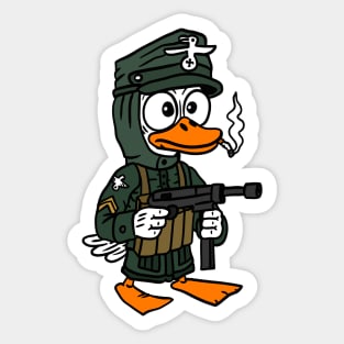 ww2 duck cartoon. cute kawaii scared german soldier. Sticker